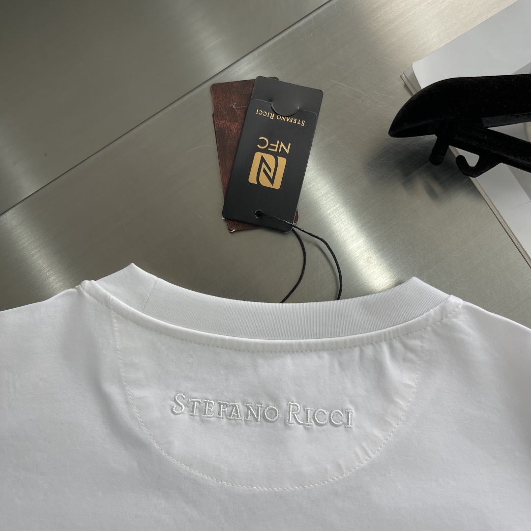 Stefano Ricci Men's White Cotton T-Shirt with SR Embroidery - Casual Style 7 cmp i1744111384197 5550 0 4