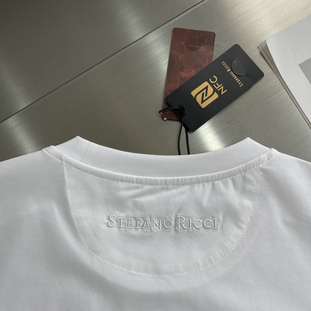 Stefano Ricci Men's White Eagle Logo Crewneck Short Sleeve T-Shirt 7 cmp i1744111438249 7920 0 2