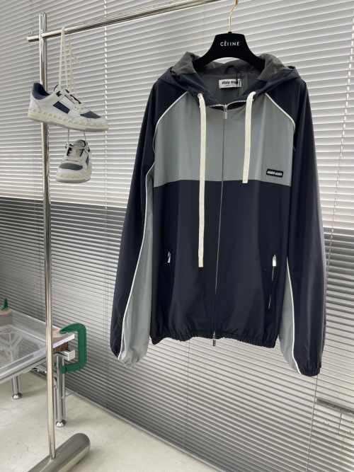 Miu Miu Colorblock Zip-Up Windbreaker Jacket - High-Density Nylon, Water-Resistant 1 Miu Miu Colorblock Zip-Up Windbreaker Jacket - High-Density Nylon, Water-Resistant