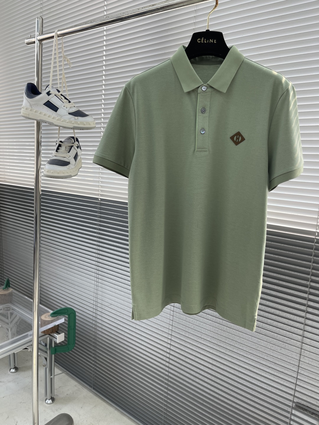 Hermès Men's Polo Shirt - Short Sleeve, Knit Cotton Blend, Casual Wear