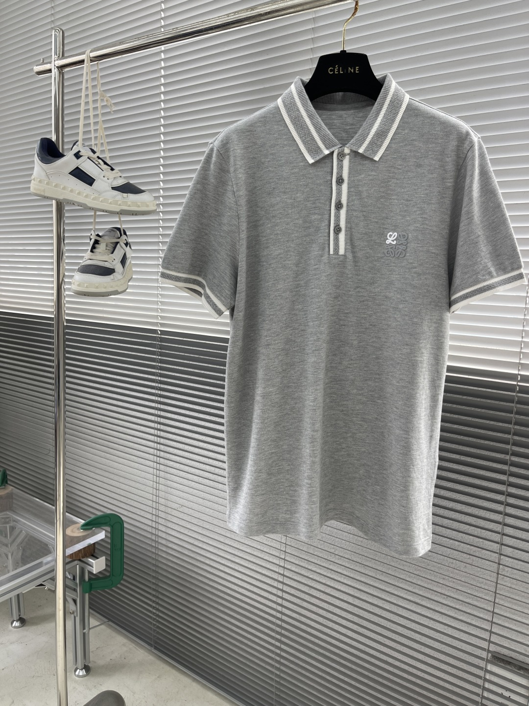 Loewe Men's Gray Polo Shirt | Short Sleeve, Button-Down Casual Tee