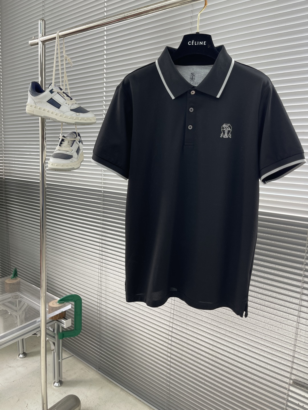 Bru**llo Cuci**lli Men's Black Polo Shirt - Short Sleeve, Classic Fit