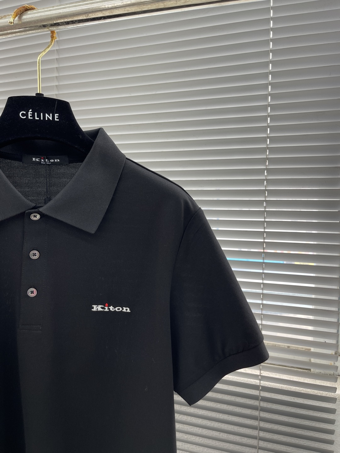 Kiton Men's Black Cotton Blend Short Sleeve Polo Shirt with Logo 2 cmp i1744536443470 7239 0 6