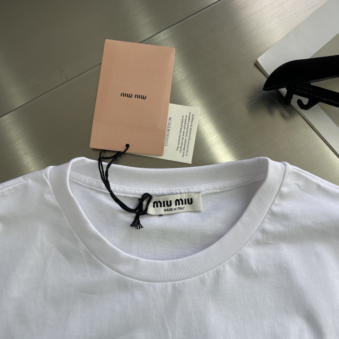 Miu Miu Embroidered Crew Neck Short Sleeve T-Shirt - Premium Cotton 3 cmp i1744626687924 7216 0 0