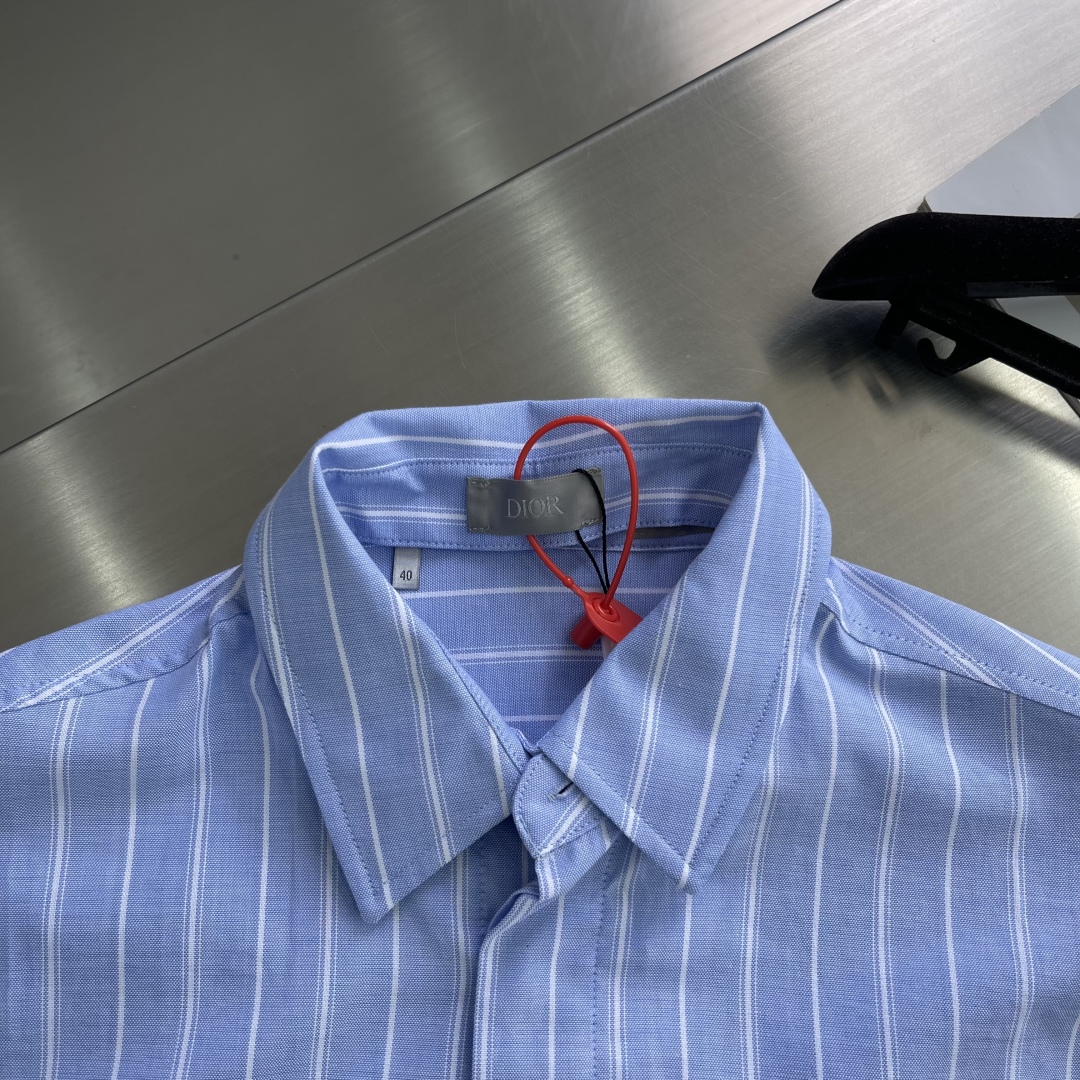 Dior Men's Blue and White Striped Cotton Shirt with Embroidered Logo 3 cmp i1744627407604 2587 0 0