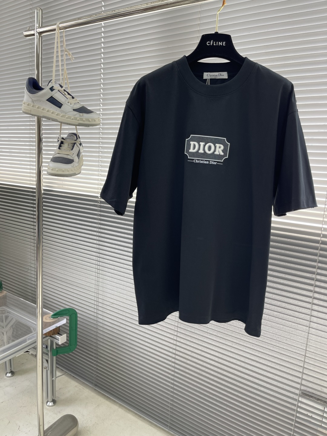 Dior Men's Black Cotton T-Shirt with Logo Print, Short Sleeve, Casual Wear