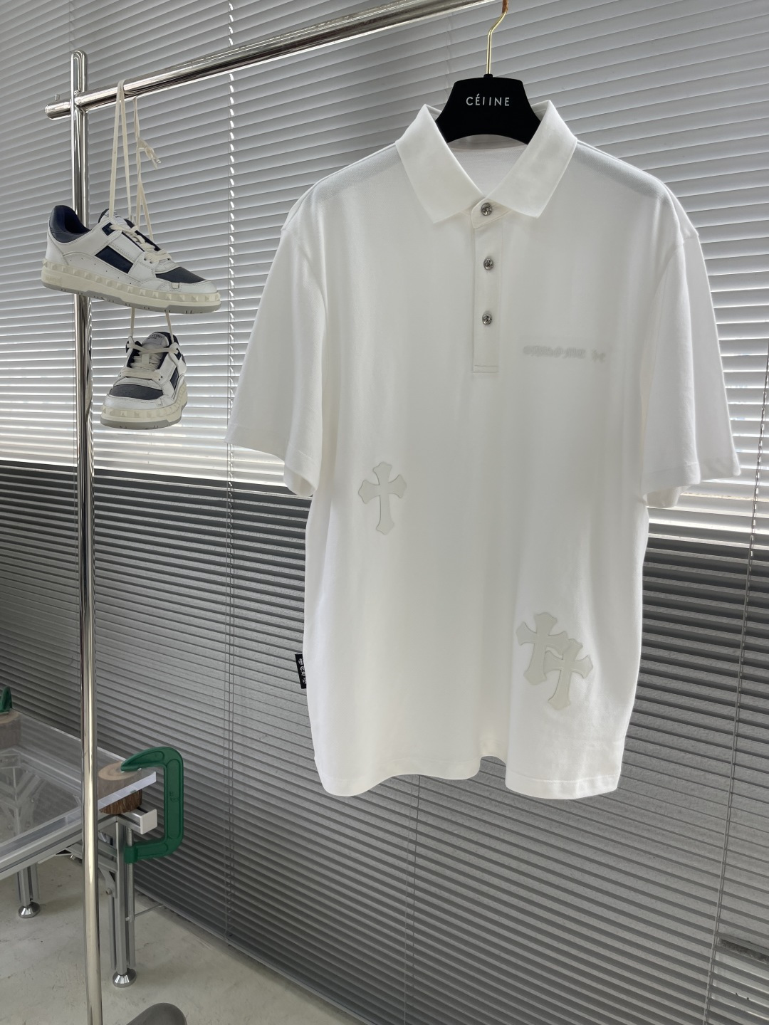 Chrome Hearts White Cotton Polo Shirt With Cross Embroidery - Spring/Summer 2025