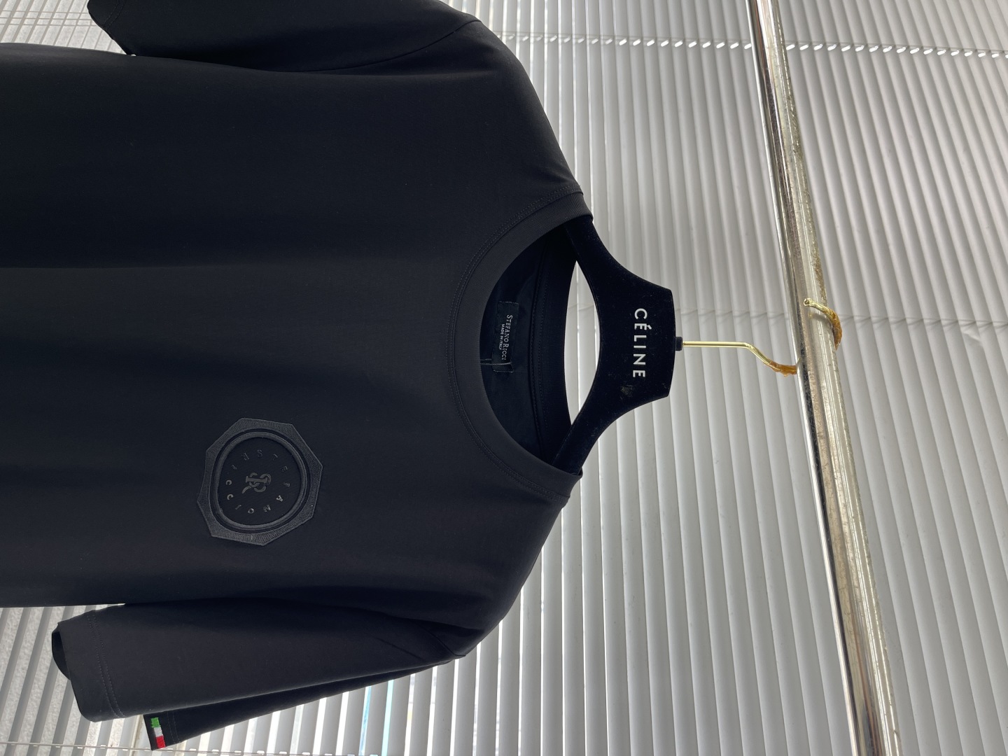 Stefano Ricci Men's Black Crewneck T-Shirt with Embroidered Logo 2 cmp i1744632219579 6912 0 6