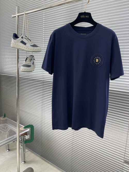 Stefano Ricci Men's Navy Blue Embroidered Logo Short Sleeve T-Shirt 1 Stefano Ricci Men's Navy Blue Embroidered Logo Short Sleeve T-Shirt