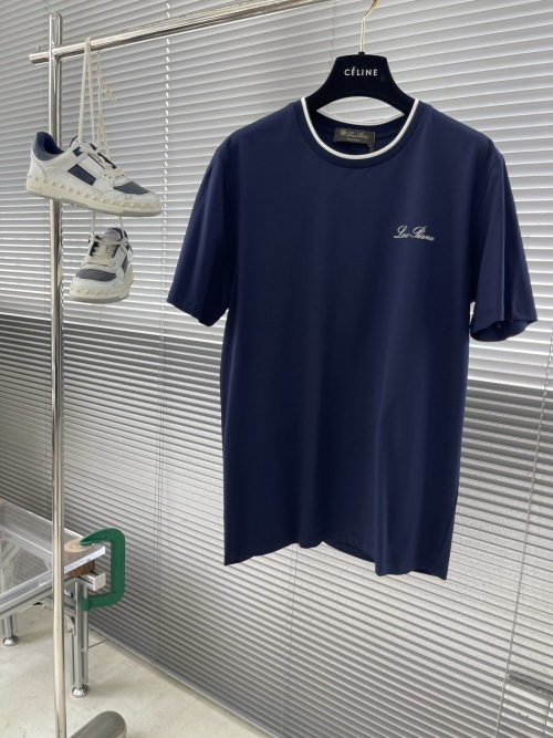 Loro Piana Men's Two-Tone Trim Modal Piqué Cotton Short Sleeve T-Shirt 1 Loro Piana Men's Two-Tone Trim Modal Piqué Cotton Short Sleeve T-Shirt
