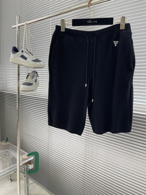 Prada Men's Embroidered Drawstring Shorts - High-End Cotton Blend, Comfortable Fit 1 Prada Men's Embroidered Drawstring Shorts - High-End Cotton Blend, Comfortable Fit