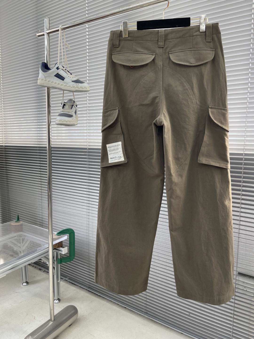 Acne Studios Khaki Green Woven Cargo Pants with Tag Detail 9 cmp i1744634476202 1835 0 8