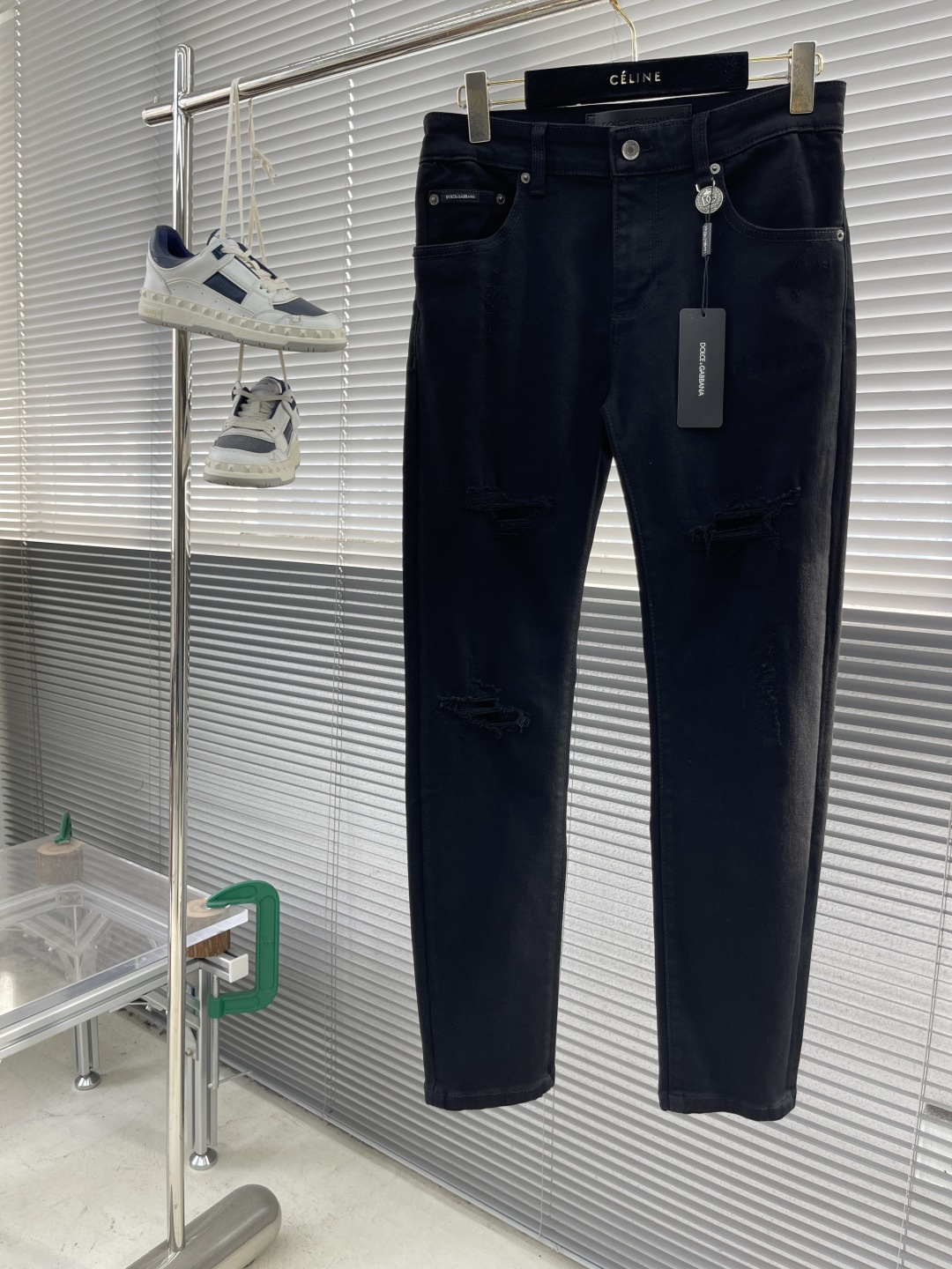 Dolce & Gabbana Black Denim Ripped Slim Fit Jeans - Spring/Summer 2025 Collection