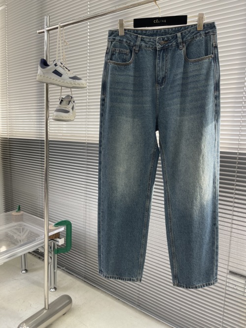 Celine 2025 Early Spring Blue Wide Leg Straight Cut Denim Jeans 1 Celine 2025 Early Spring Blue Wide Leg Straight Cut Denim Jeans