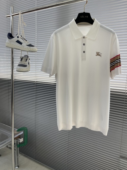 Burberry Men's White Polo Shirt with Sleeve Stripes | Classic Fit 1 Burberry Men's White Polo Shirt with Sleeve Stripes | Classic Fit
