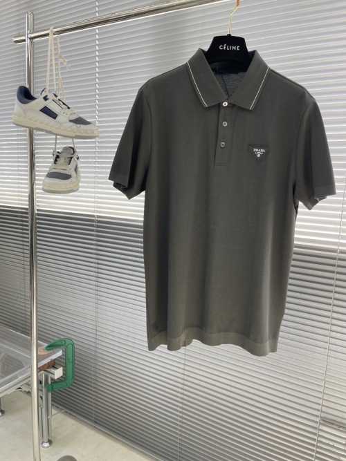 Prada Men's 2025 Embroidered Logo Pique Polo Shirt - Soft & Breathable 1 Prada Men's 2025 Embroidered Logo Pique Polo Shirt - Soft & Breathable