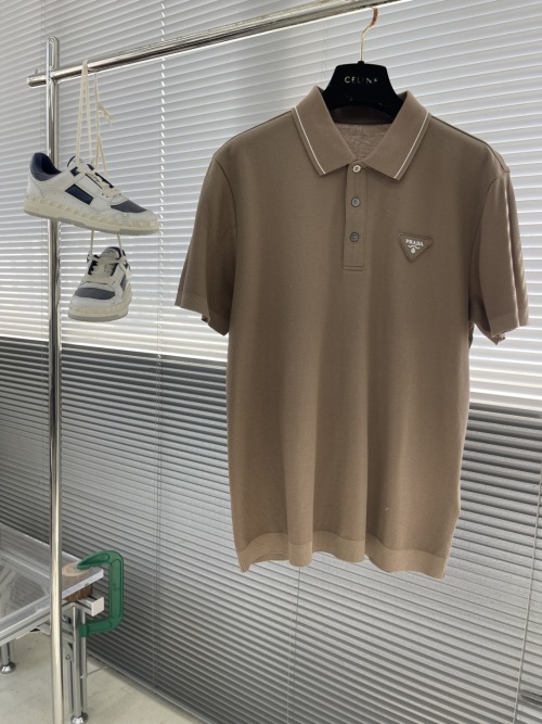 Prada 2025 Embroidered Triangle Logo Pique Polo Shirt,High Quality 1 Prada 2025 Embroidered Triangle Logo Pique Polo Shirt,High Quality