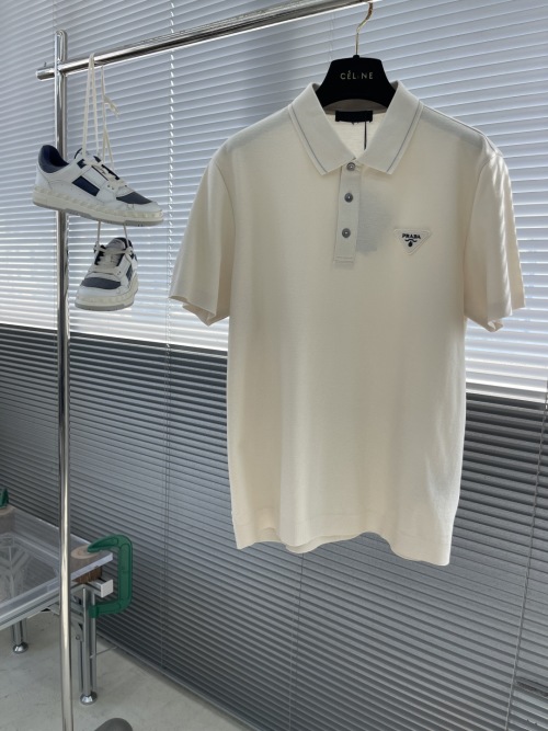 Prada Embroidered Logo Polo Shirt - Breathable Cotton, Soft Touch 1 Prada Embroidered Logo Polo Shirt - Breathable Cotton, Soft Touch