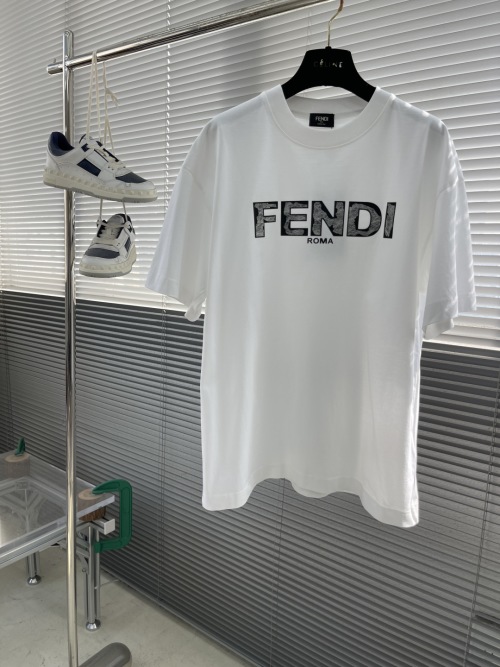 Fendi 2025 Brushed Print T-Shirt, Luxury Cotton Tee for Men and Women 1 Fendi 2025 Brushed Print T-Shirt, Luxury Cotton Tee for Men and Women