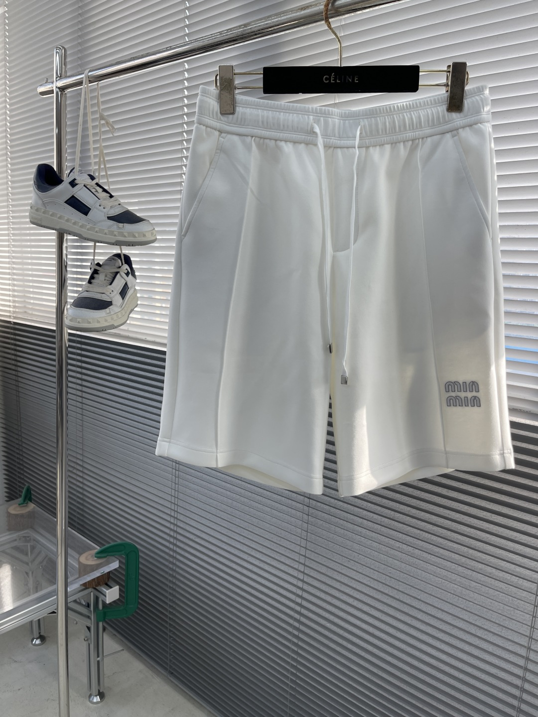Miu Miu Summer White Shorts with Embroidered Logo, Trendy and Comfortable