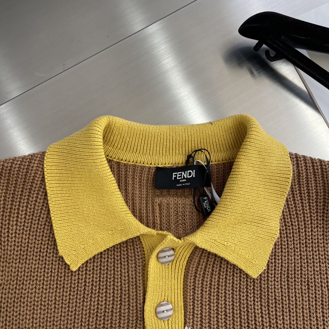 Fendi Striped Knit Polo Shirt - Short Sleeve, Luxury Cotton, Slim Fit 3 cmp i1744719563398 1921 0 0