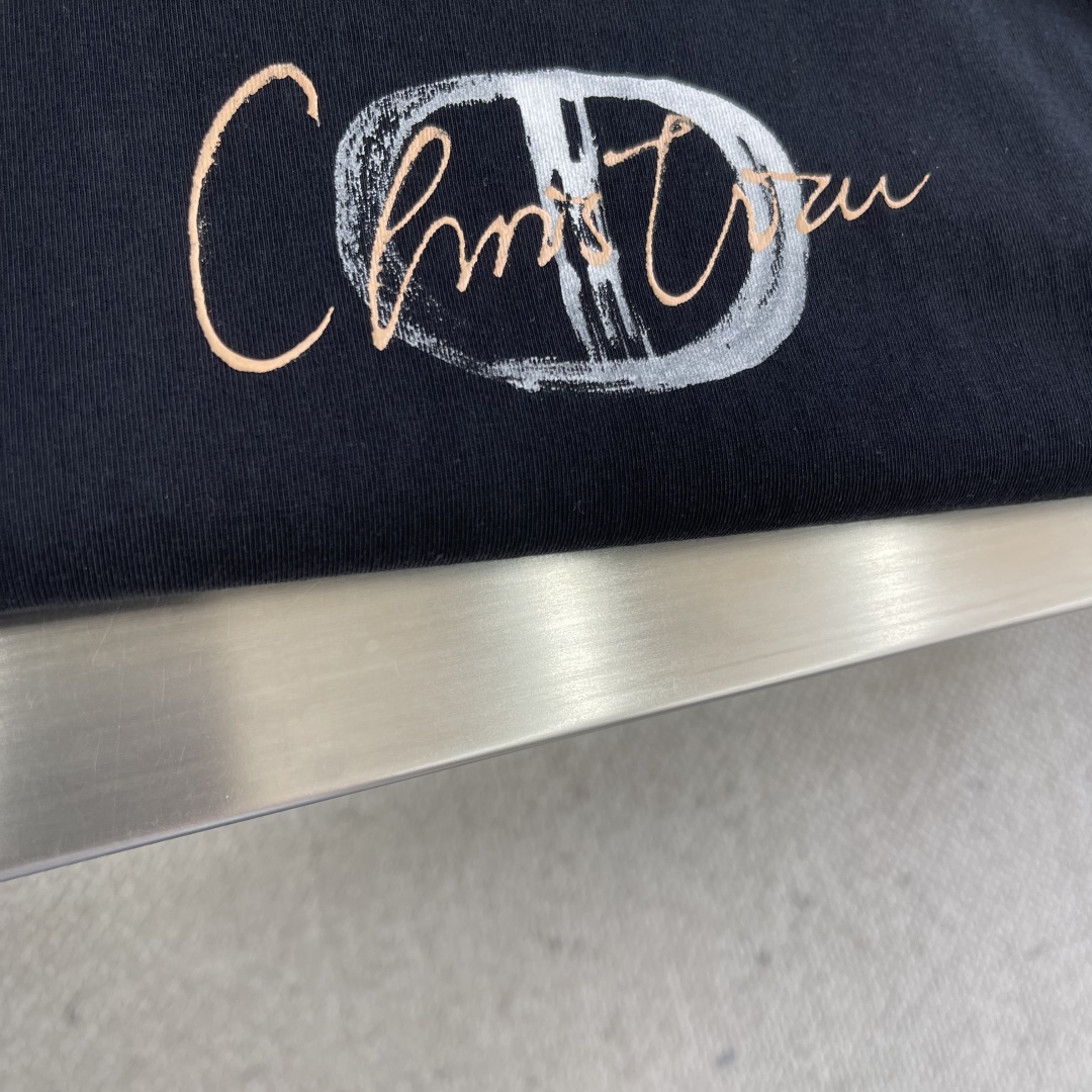 Dior Men's Black Cotton Jersey T-Shirt With Hand-Painted Logo 5 cmp i1744720341993 2104 0 2