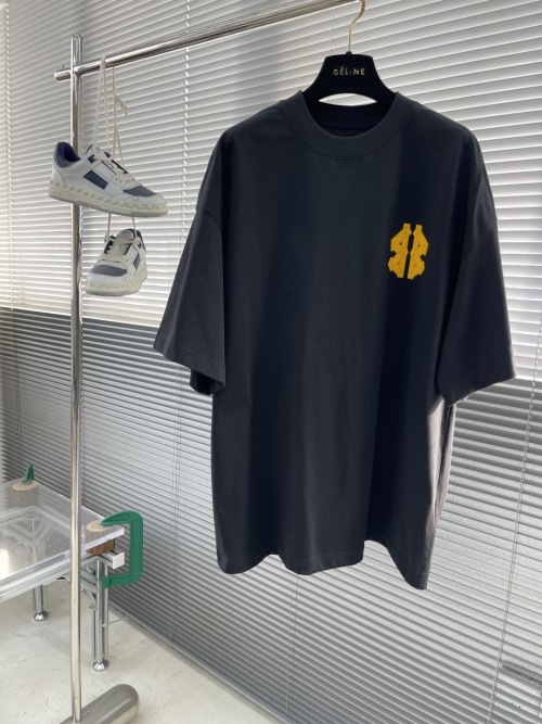 Celine Men's Black Cotton T-Shirt with Gold Logo Print, Casual Short Sleeve 1 Celine Men's Black Cotton T-Shirt with Gold Logo Print, Casual Short Sleeve
