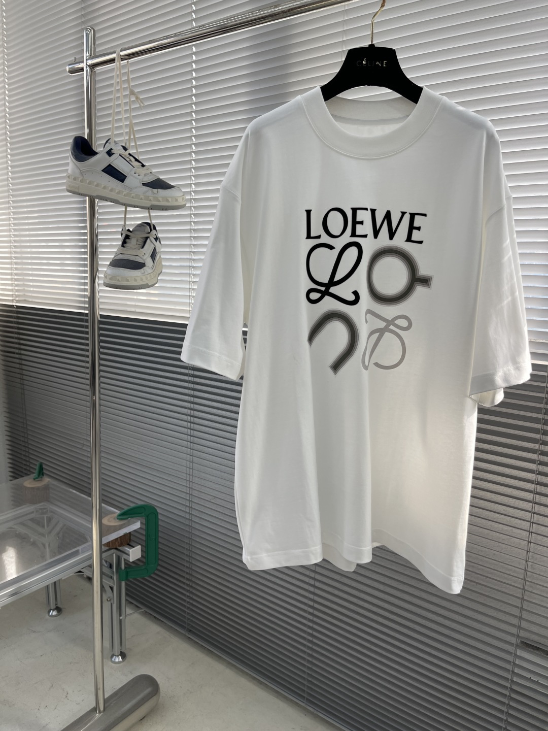 Loewe 2025 Spring/Summer White Cotton Graphic Print Short Sleeve T-Shirt
