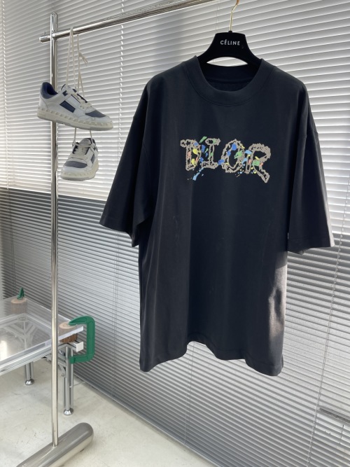 Dior Men's Black Cotton T-Shirt with Colorful Logo Print - Casual & Stylish 1 Dior Men's Black Cotton T-Shirt with Colorful Logo Print - Casual & Stylish