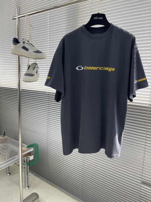 Balenciaga Men's 25 Rings Embroidered Tee - Premium 230G Fabric, Grey 1 Balenciaga Men's 25 Rings Embroidered Tee - Premium 230G Fabric, Grey