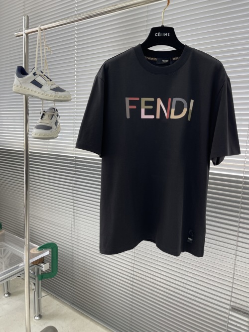 Fendi Men's Black Cotton T-Shirt with Multicolor Logo - Casual & Stylish 1 Fendi Men's Black Cotton T-Shirt with Multicolor Logo - Casual & Stylish