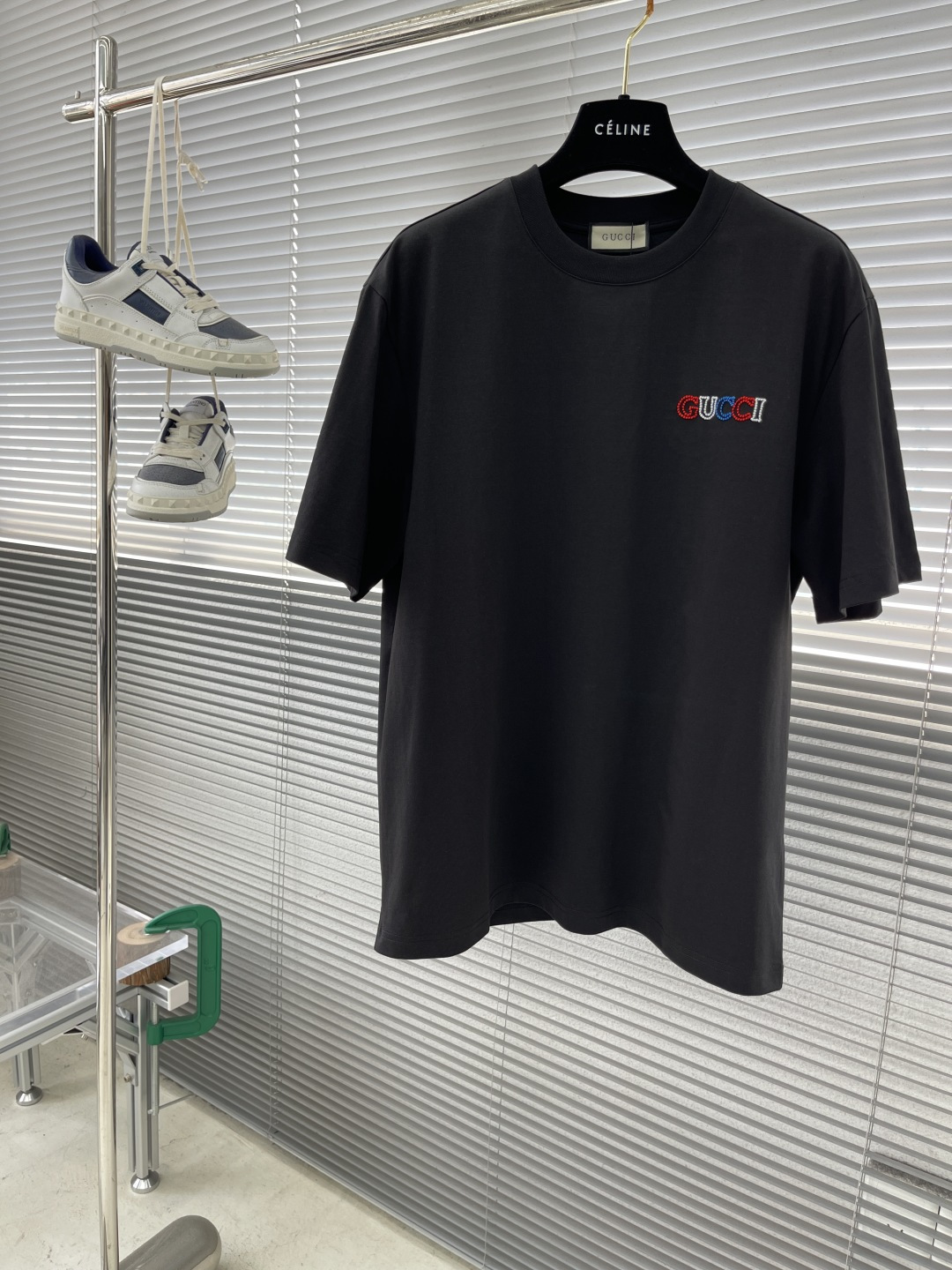 Gucci Men's Black Cotton T-Shirt with Embroidered Logo - Summer Collection