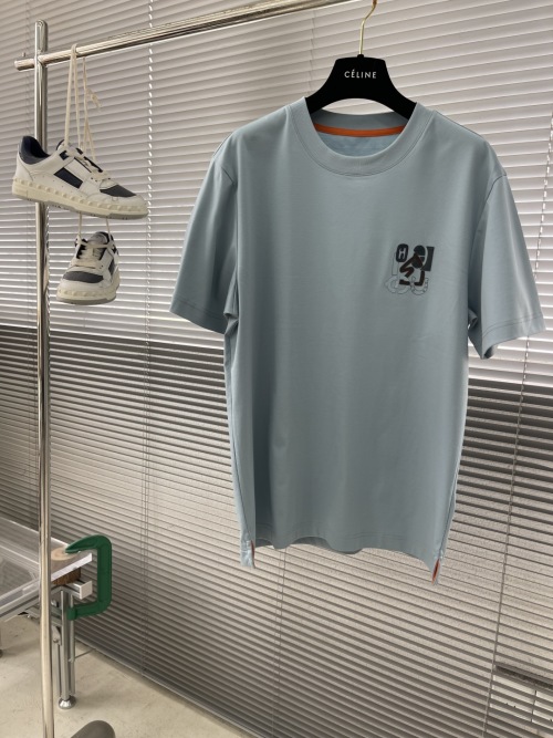 Hermès Men's Blue Cotton T-Shirt Short Sleeve Graphic Print Casual 1 Hermès Men's Blue Cotton T-Shirt Short Sleeve Graphic Print Casual