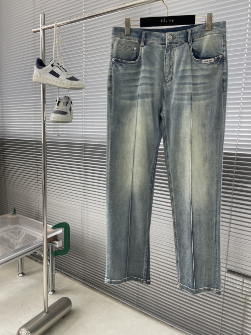 Miu Miu 2025 Spring/Summer Relaxed Fit Jeans in Washed Blue Denim 1 Miu Miu 2025 Spring/Summer Relaxed Fit Jeans in Washed Blue Denim