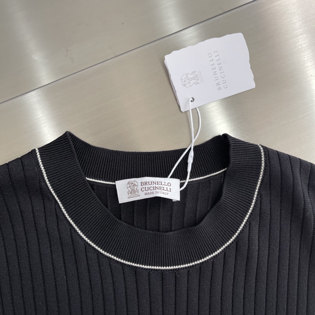 Celine Men's Black Ribbed Knit T-Shirt with Contrast Trim - M to 3XL 3 cmp i1744802714241 6655 0 0