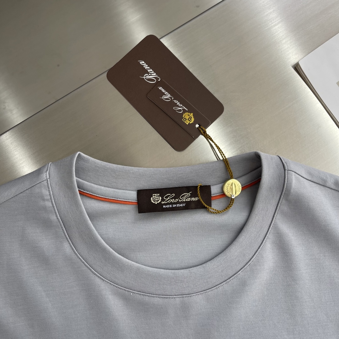 Loro Piana Men's Short Sleeve T-Shirt - Cotton & Silk Blend, Embroidered Logo 3 cmp i1744803085371 9089 0 0