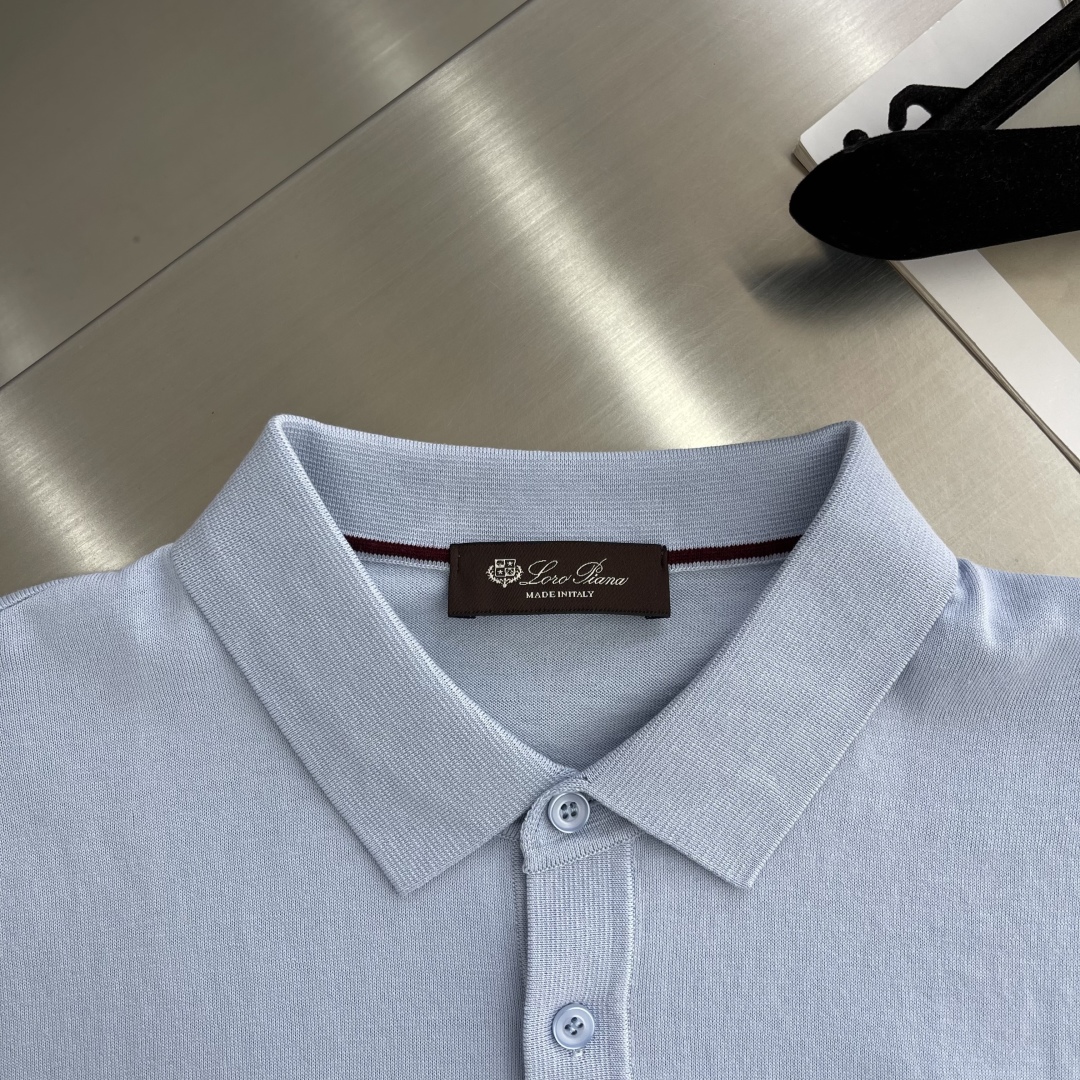 Loro Piana Men's Light Blue Cotton-Linen Blend Short Sleeve Polo Shirt 3 cmp i1744803819283 1970 0 0