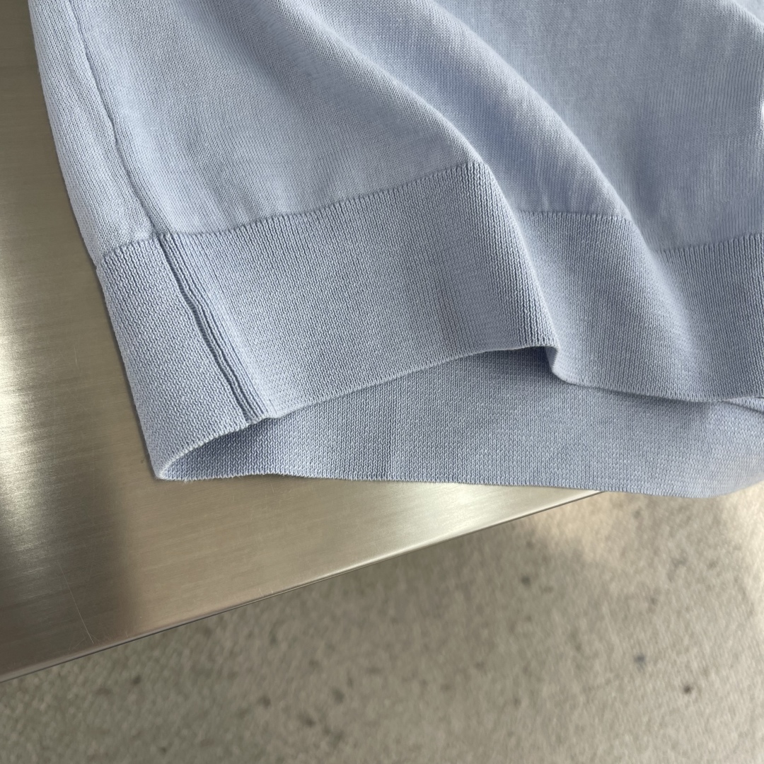 Loro Piana Men's Light Blue Cotton-Linen Blend Short Sleeve Polo Shirt 6 cmp i1744803819286 9483 0 3
