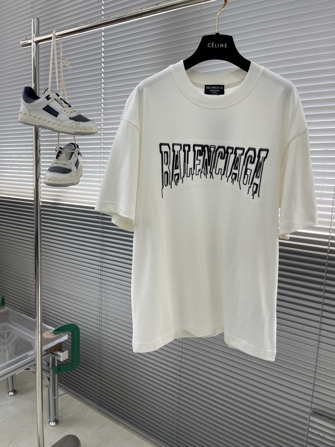 Balenciaga Men's/Women's White Cotton Logo Graphic Short Sleeve T-Shirt