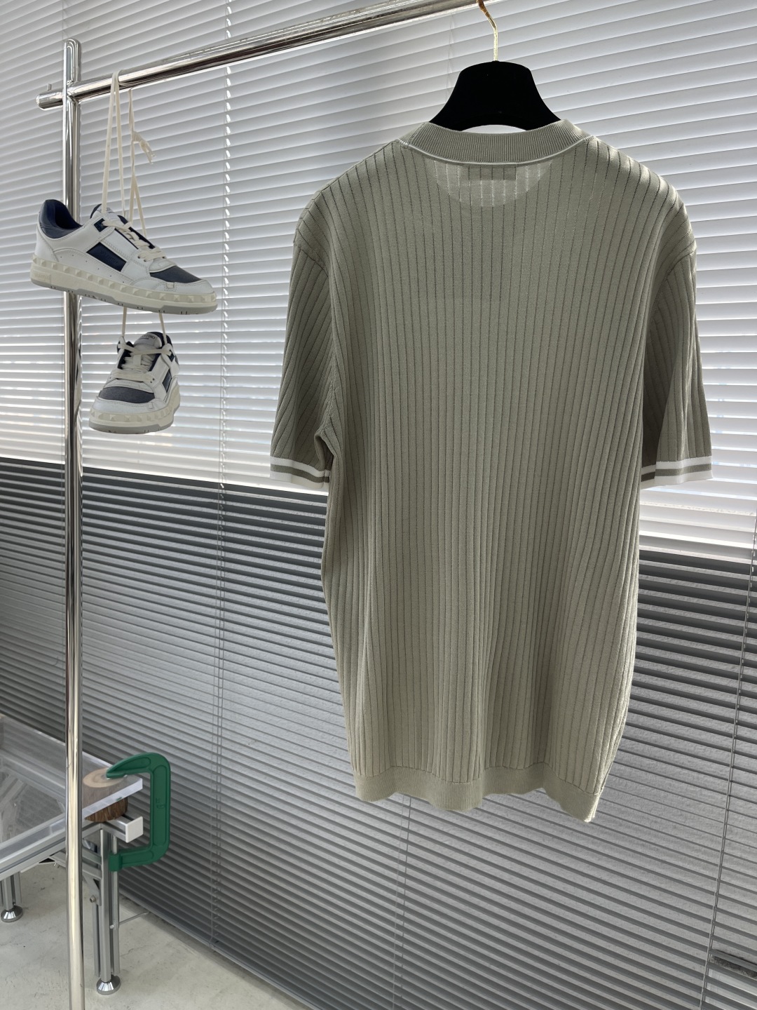 Men's Ribbed Knit Short Sleeve T-Shirt with Contrast Trim - Silk & Cotton 8 cmp i1744808669340 8917 0 7