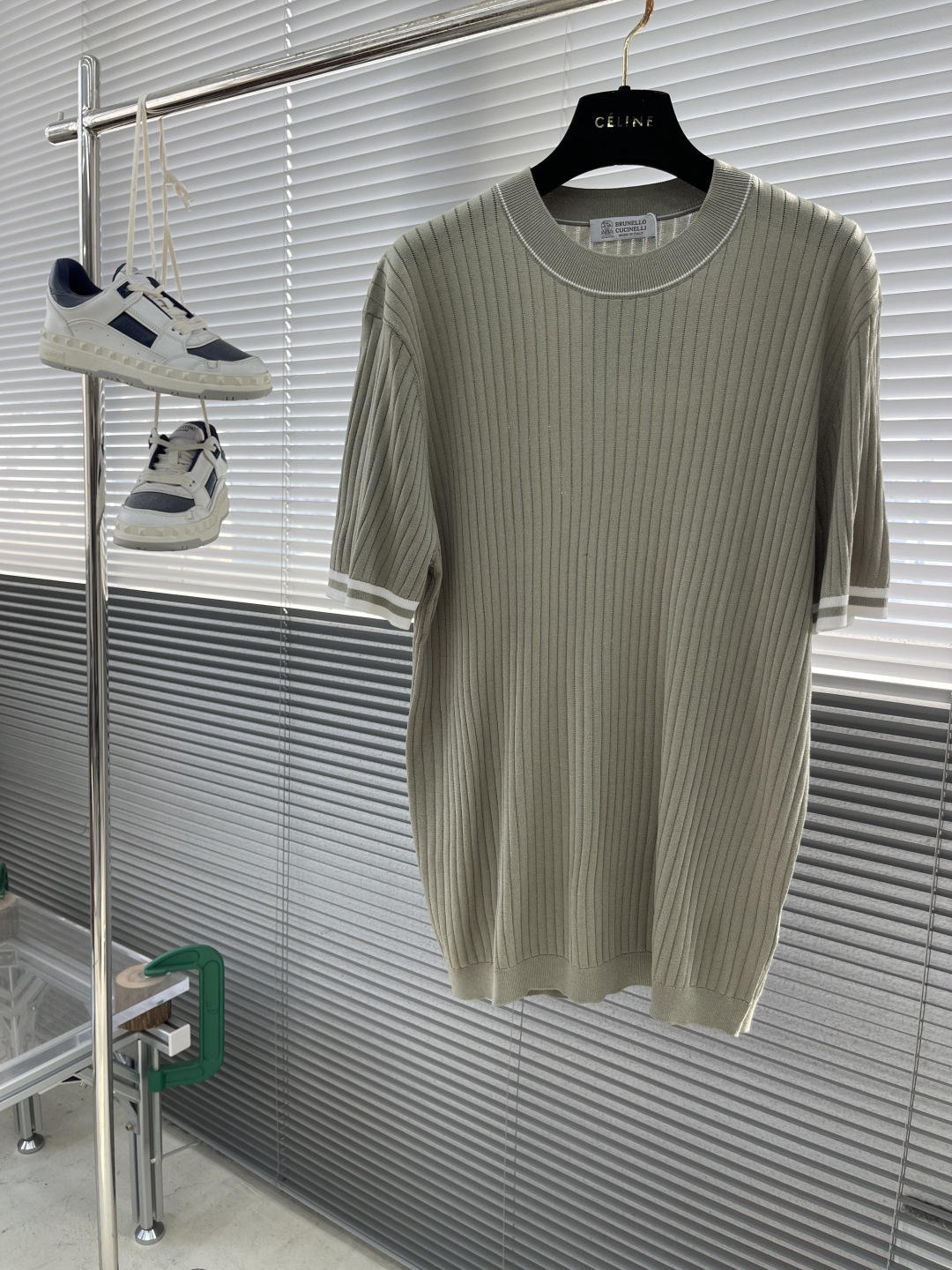 Men's Ribbed Knit Short Sleeve T-Shirt with Contrast Trim - Silk & Cotton 1 cmp i1744808669376 4469 0 5