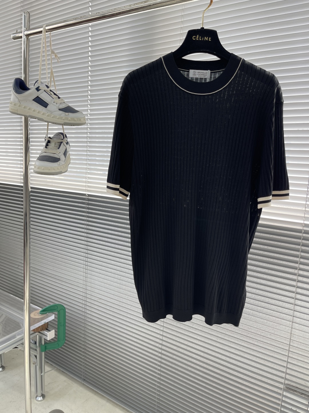 Celine Men's Black Ribbed Knit T-Shirt with Contrast Trim - M to 3XL 1 cmp i1744808686036 8930 0 5