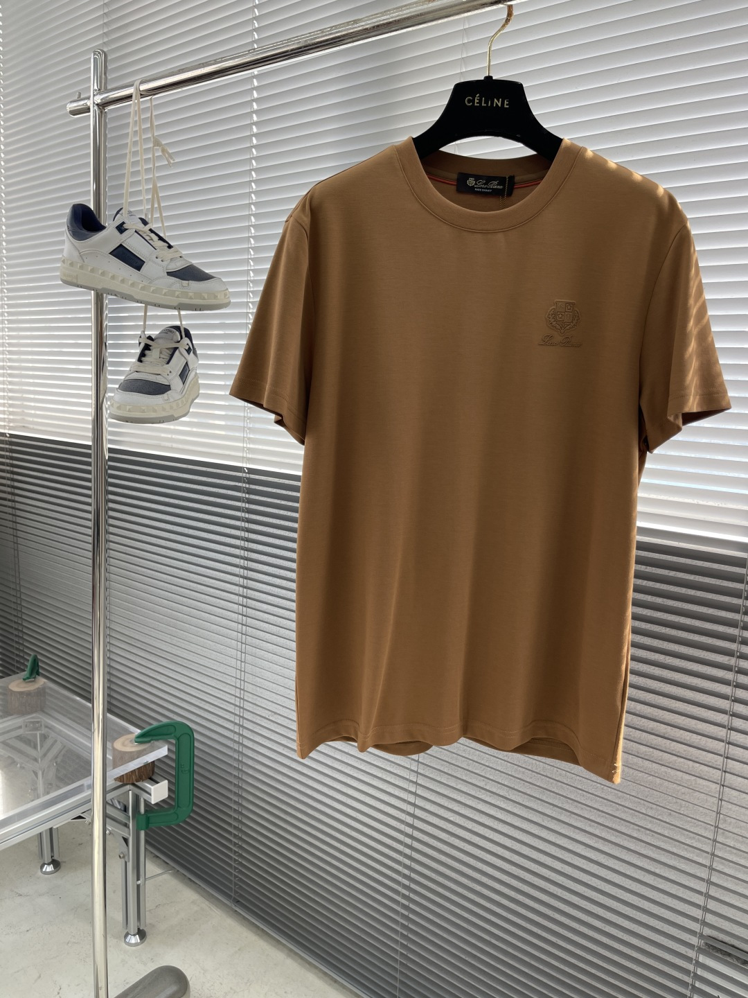 Loro Piana Men's Round Neck Short Sleeve T-Shirt with Embroidered Logo