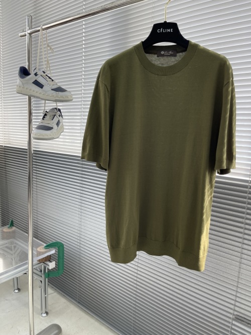 Loro Piana Men's Olive Green Cotton-Linen Blend Short Sleeve T-Shirt 1 Loro Piana Men's Olive Green Cotton-Linen Blend Short Sleeve T-Shirt