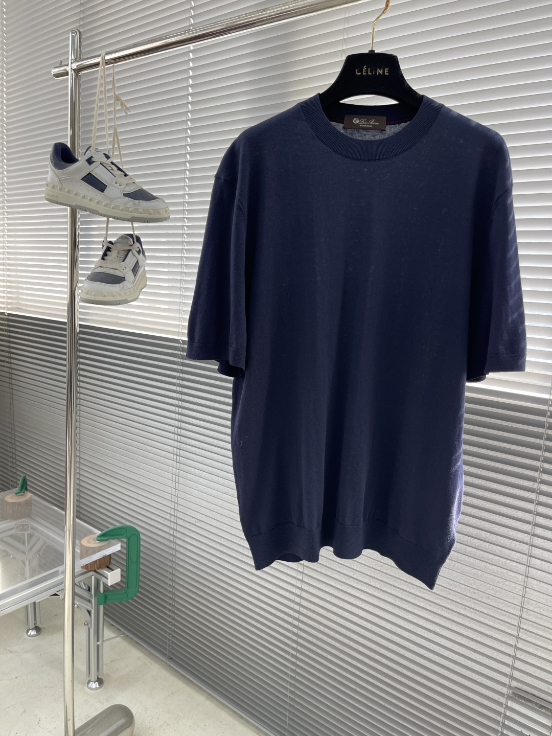 Loro Piana Men's Navy Blue Short Sleeve T-Shirt, Business Casual Style