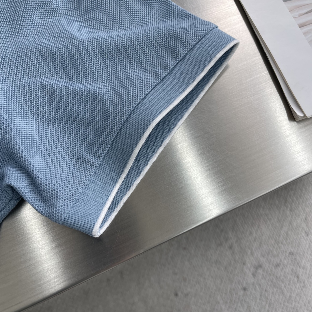 Prada Men's Light Blue Pique Polo Shirt with Logo Trim - Casual Style 5 cmp i1744886519483 5871 0 2