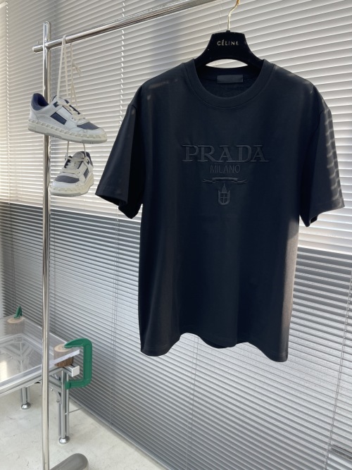 Prada Milano Embroidered Logo Crew Neck T-Shirt, High-Density Cotton 1 Prada Milano Embroidered Logo Crew Neck T-Shirt, High-Density Cotton