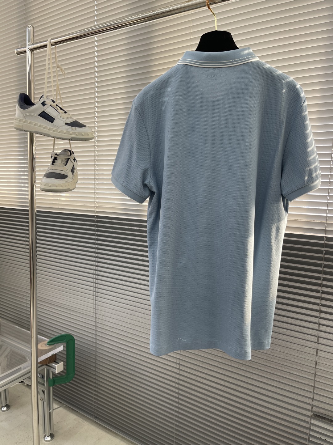 Prada Men's Light Blue Pique Polo Shirt with Logo Trim - Casual Style 8 cmp i1744887619851 3934 0 7
