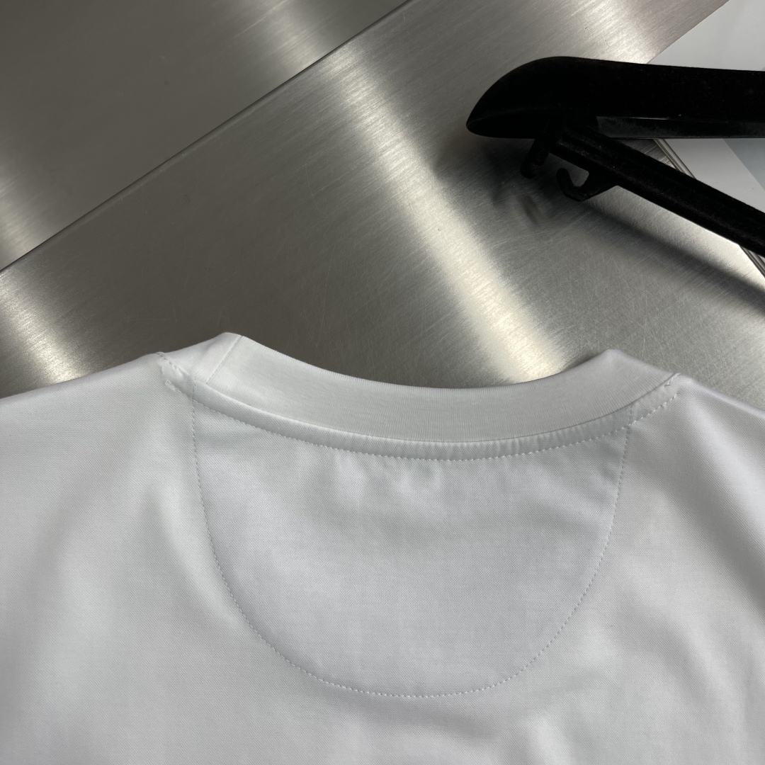 Celine Men's White Cotton Jersey T-Shirt with Striped Cuffs - Casual Comfort 7 cmp i1745077106259 4990 0 3