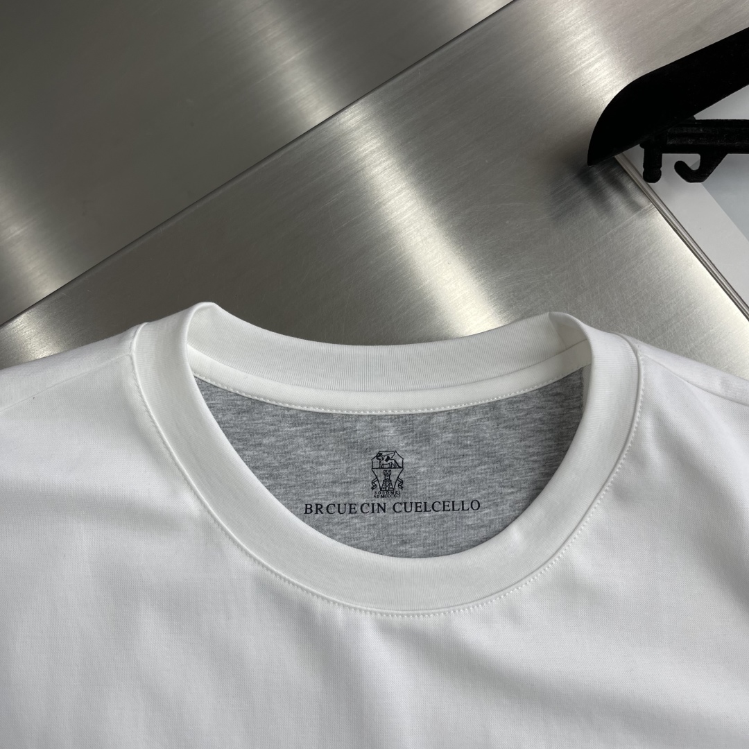 Celine Men's White Cotton Jersey T-Shirt with Striped Cuffs - Casual Comfort 3 cmp i1745077106261 859 0 0